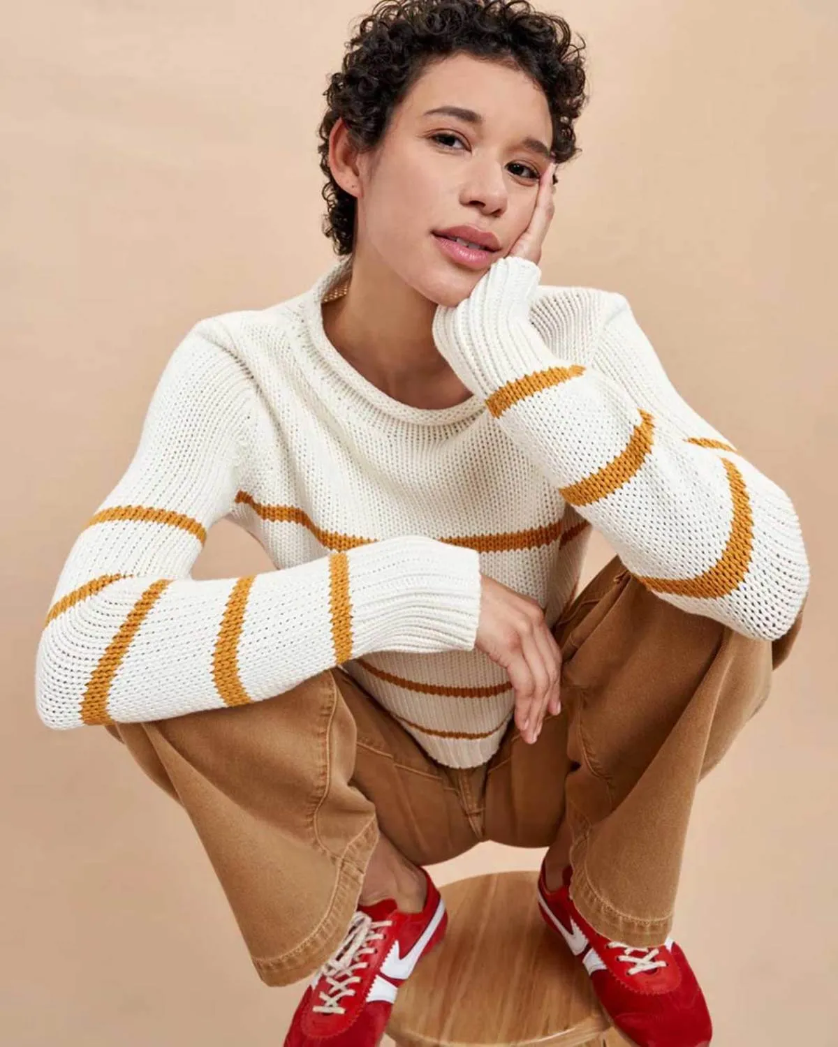 Mini Marina Sweater - Cream/Mustard