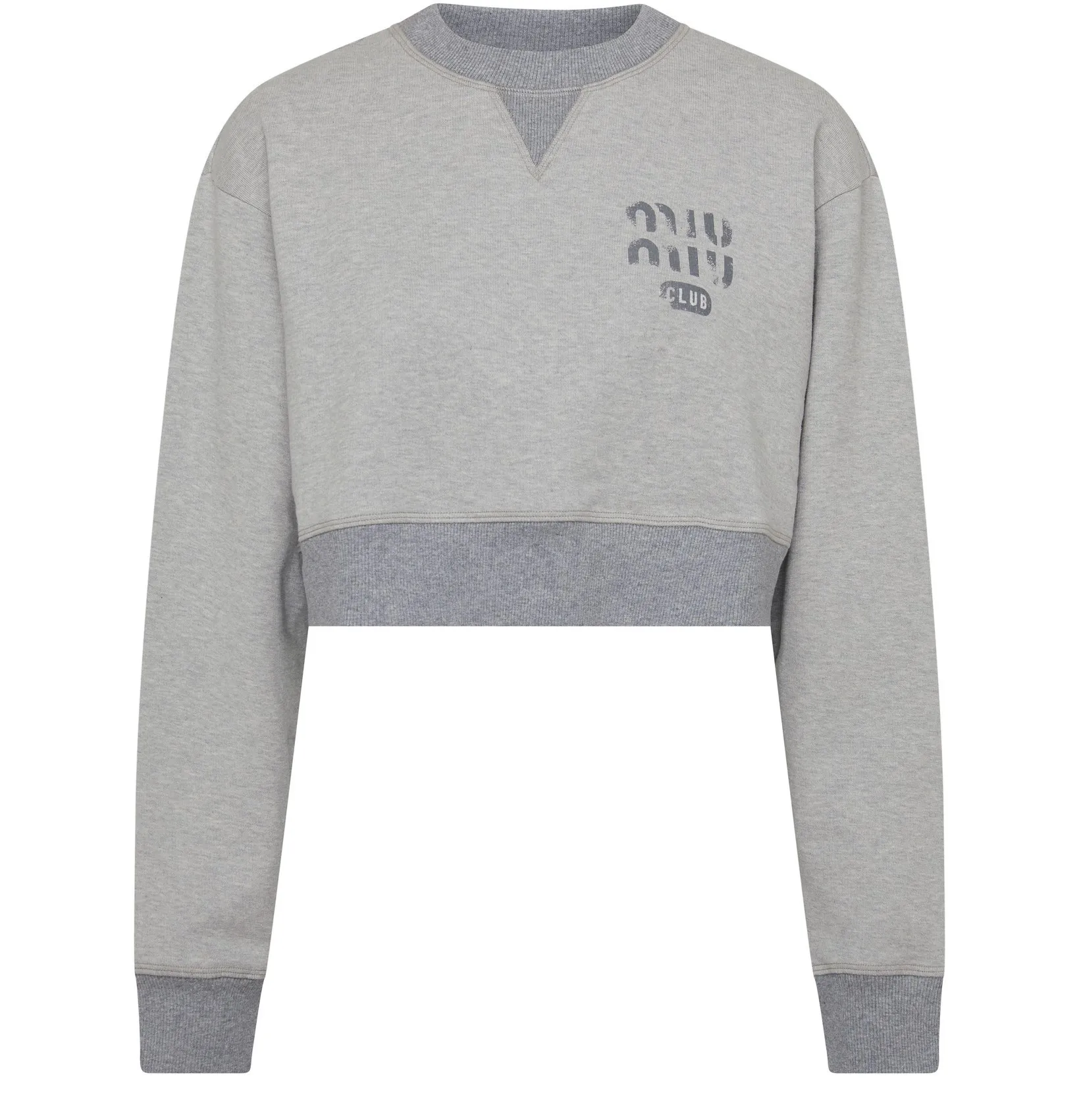 MiuMiu  |Crew Neck Long Sleeves Plain Cotton Logo