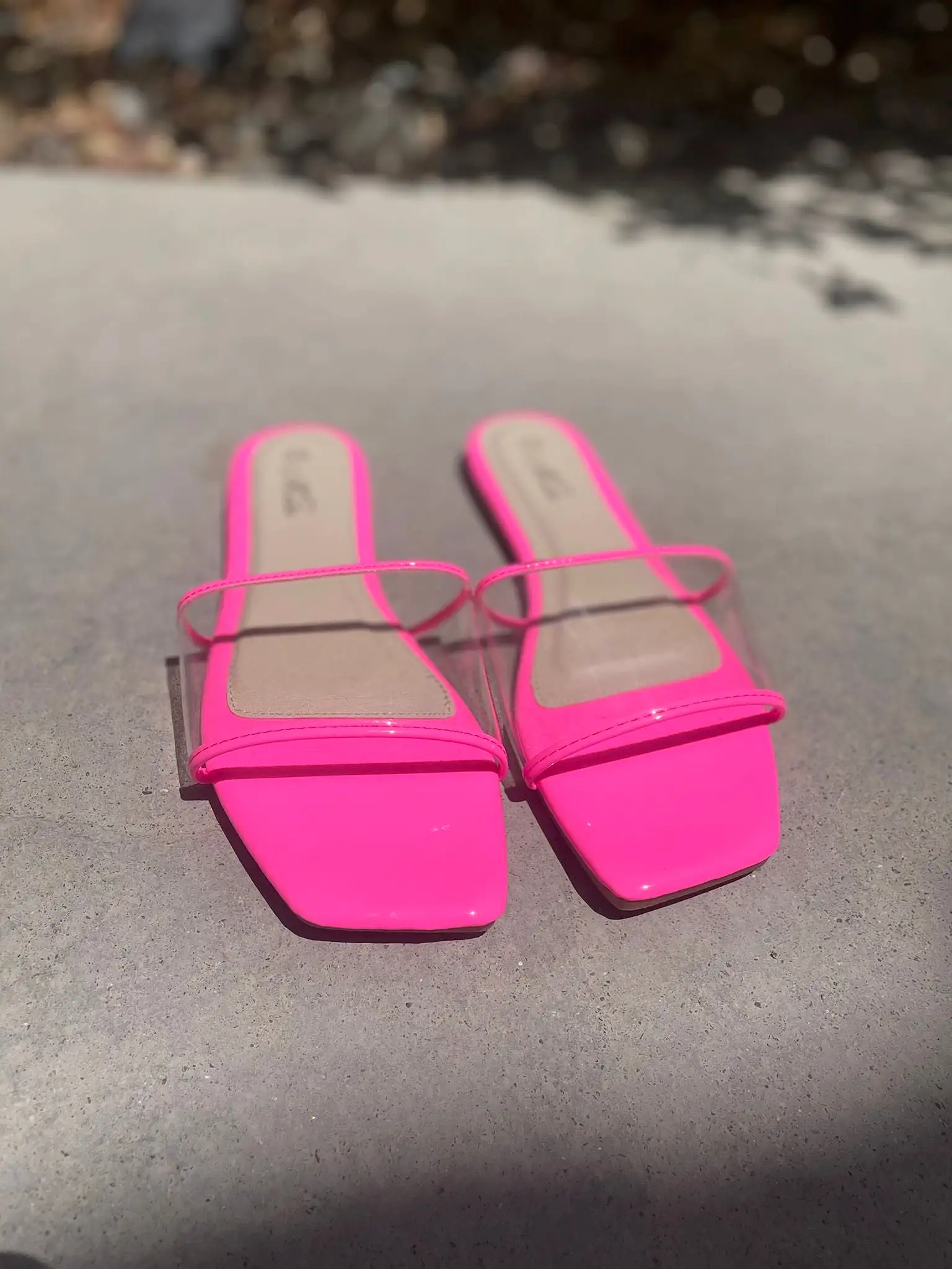 Neon Pink clear Strap sandals