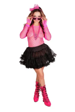 Neon Pink Long Fishnet Shirt