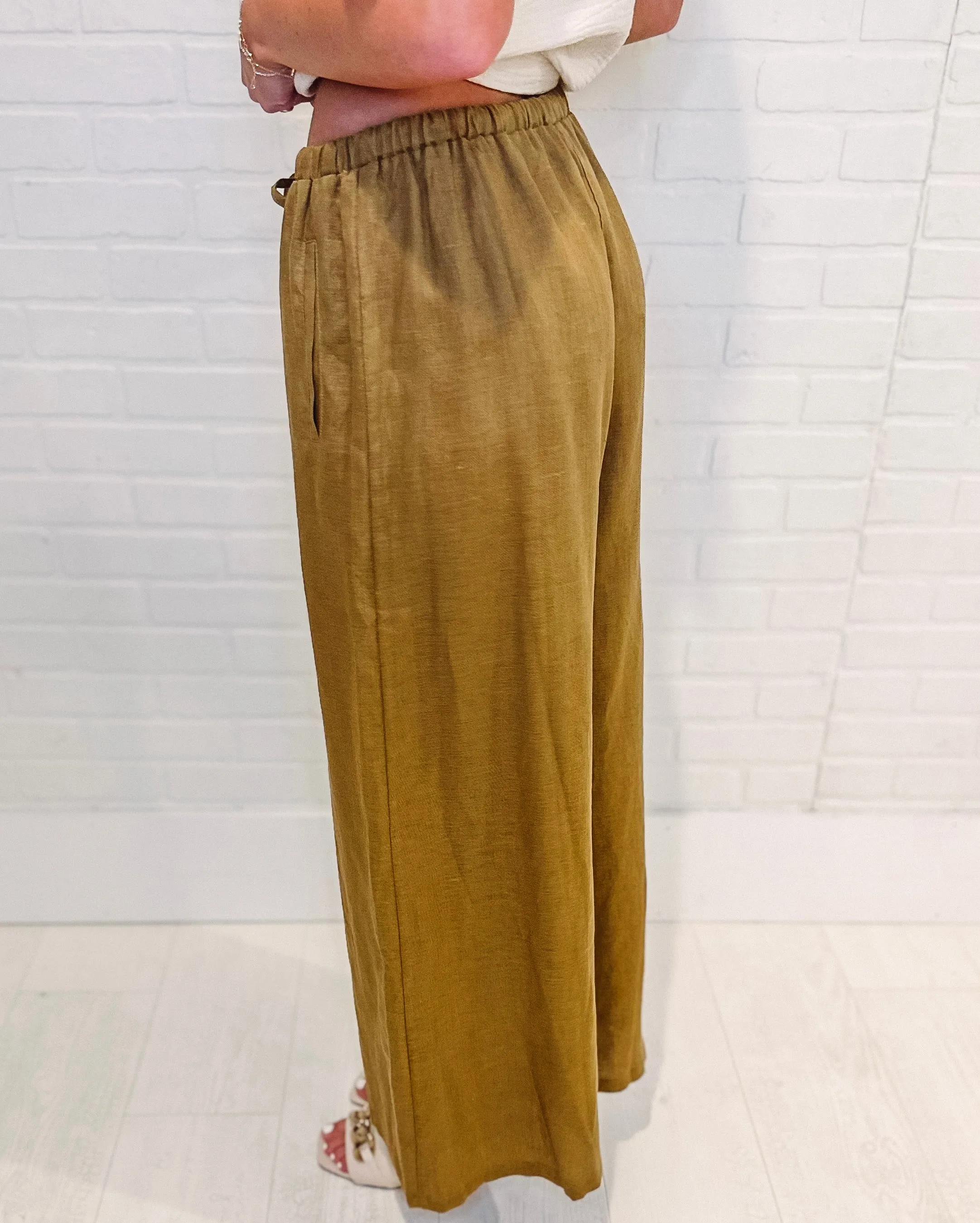 Olive You Linen Wide Leg Pant