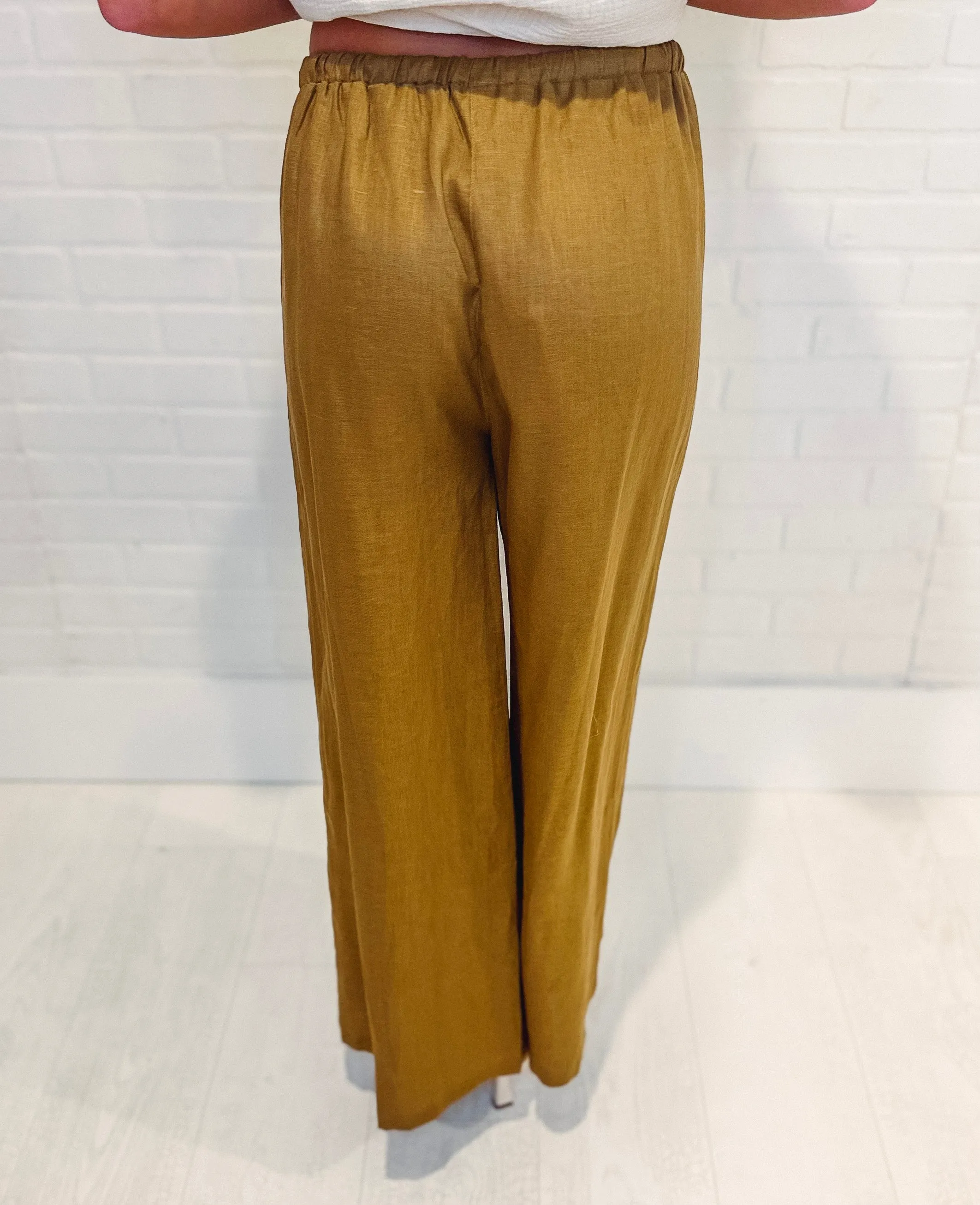 Olive You Linen Wide Leg Pant