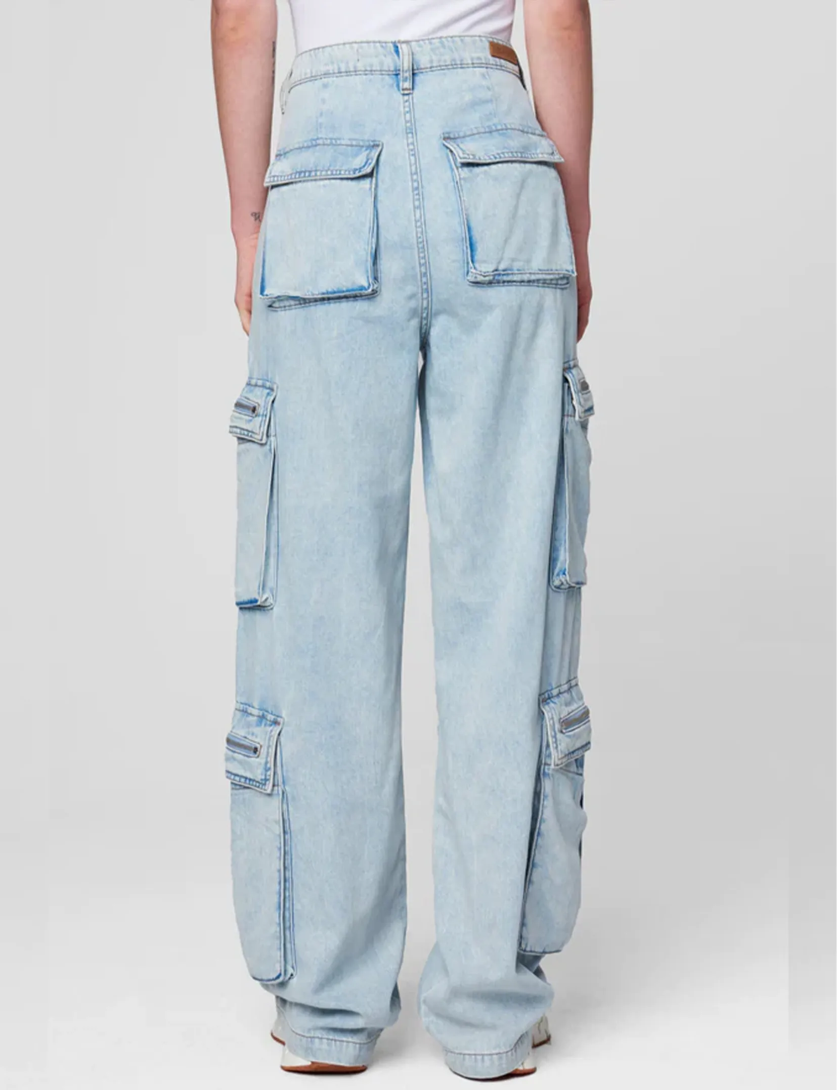 Oversized Denim Cargo Pant, Blue Lagoon