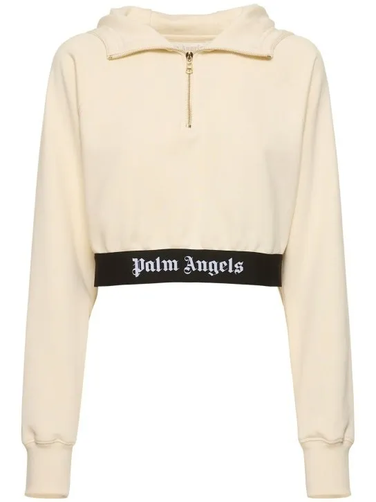 Palm Angels  |Long Sleeves Cotton Logo Hoodies & Sweatshirts