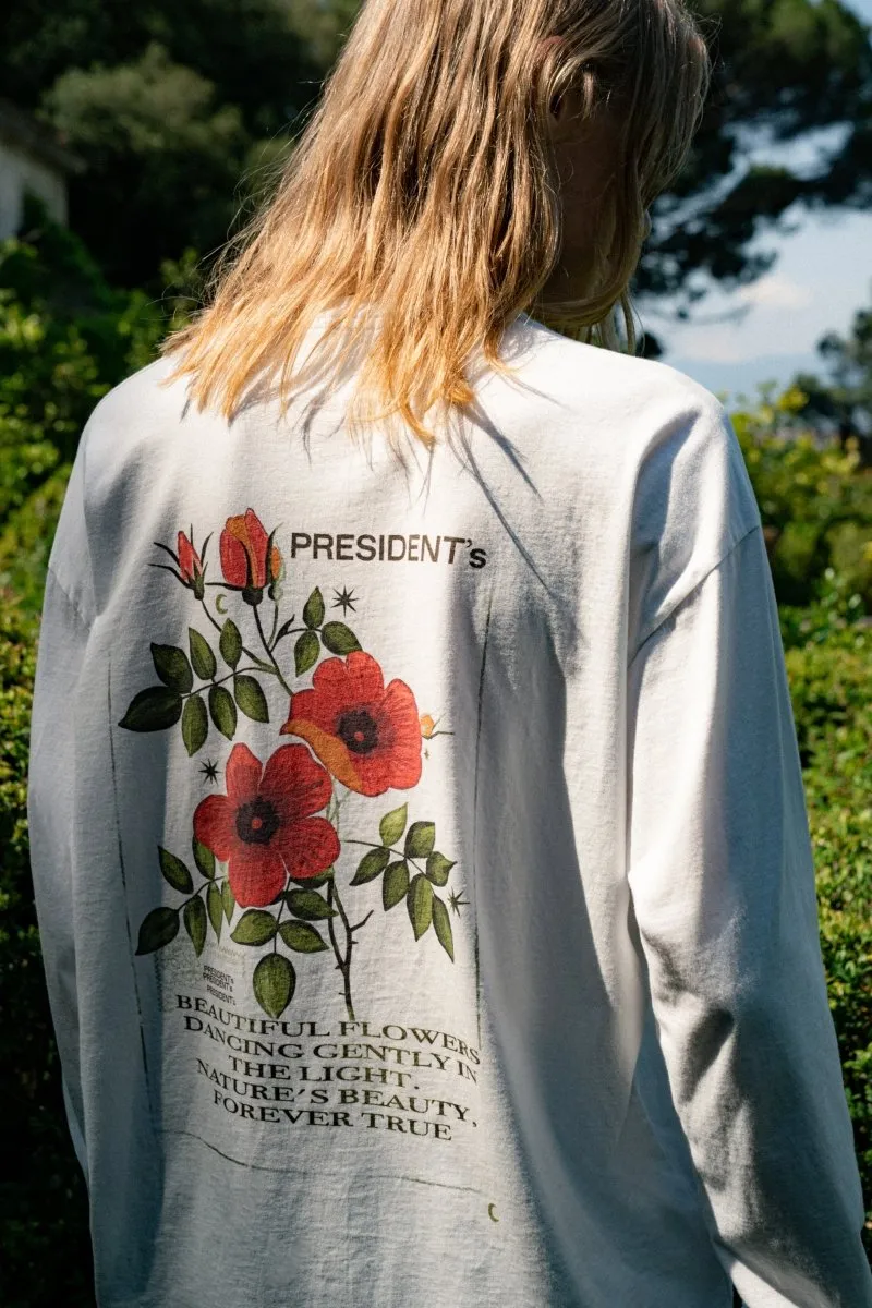 PRESIDENT’s T-Shirt L/S Red Flower P'S Off White