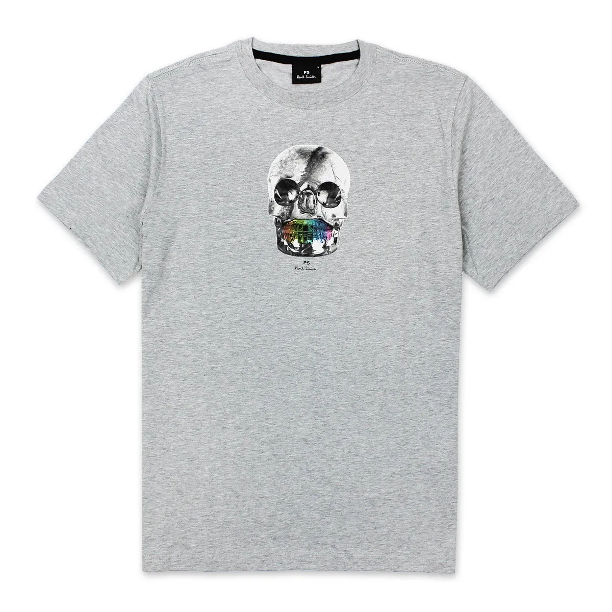 PS Paul Smith - Skull Rainbow Teeth Print T-Shirt in Grey