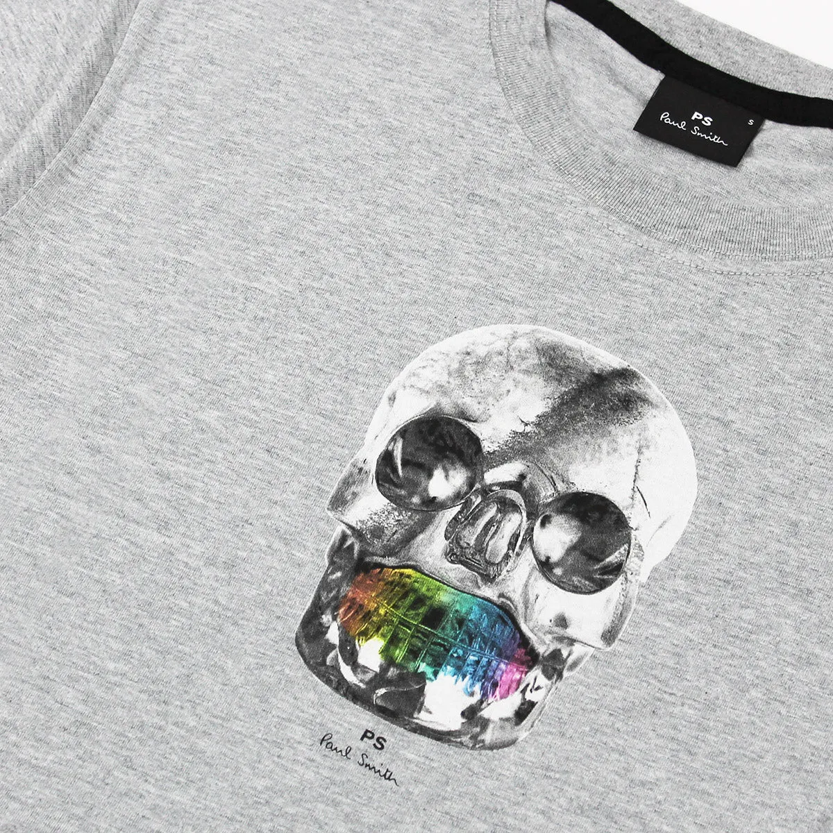 PS Paul Smith - Skull Rainbow Teeth Print T-Shirt in Grey