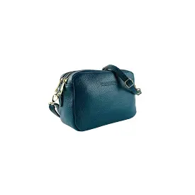 RB1008E | shoulder bag with double zip in Genuine Leather | 20 x 15 x 9 cm