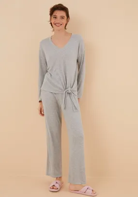 Ribbed Pyjama Set - Grey