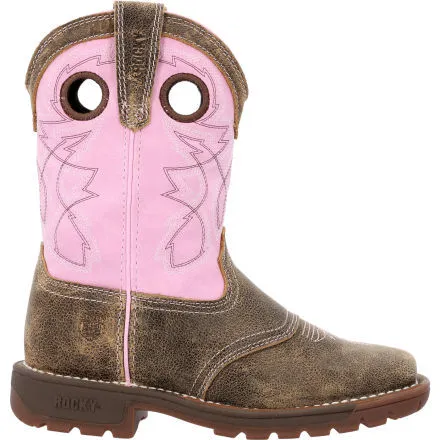 Rocky Girls 8 Little Kids Legacy 32 Pink Square Toe Waterproof Western Boot