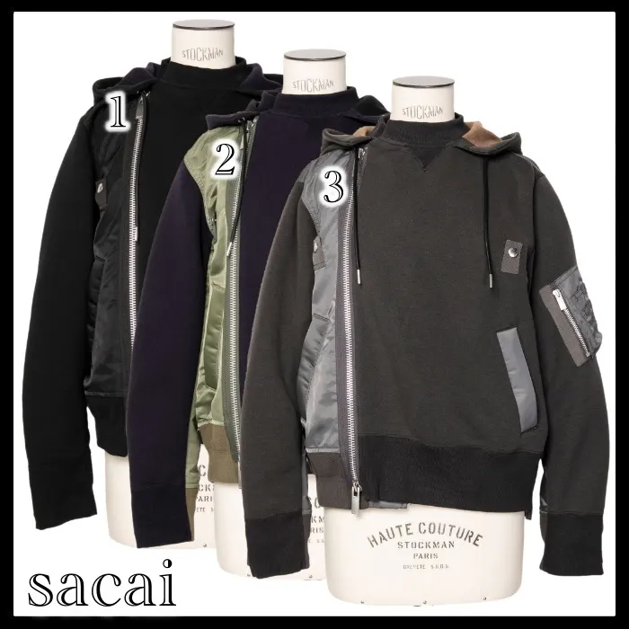 sacai  |Nylon Street Style Long Sleeves Cotton Hoodies & Sweatshirts