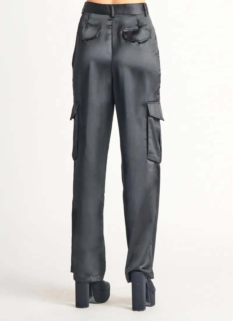 Satin Cargo Pants