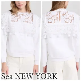 Sea NEW YORK  |Long Sleeves Cotton Lace Hoodies & Sweatshirts