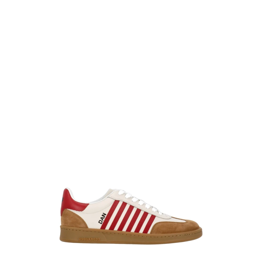 Sneakers in Pelle Beige Punta Tonda