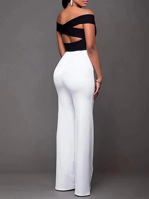 Stylish Black and White Wide Leg Work Pants for Women - S/M Size