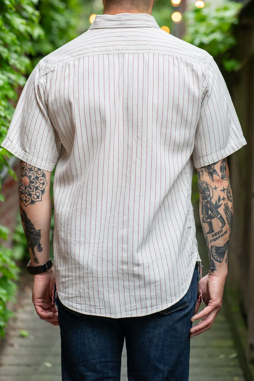 Sugar Cane Coke Stripe Work Shirt - Off White