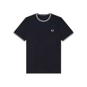 T-SHIRT GIROCOLLO CON INSERTI IN CONTRASTO Uomo Navy