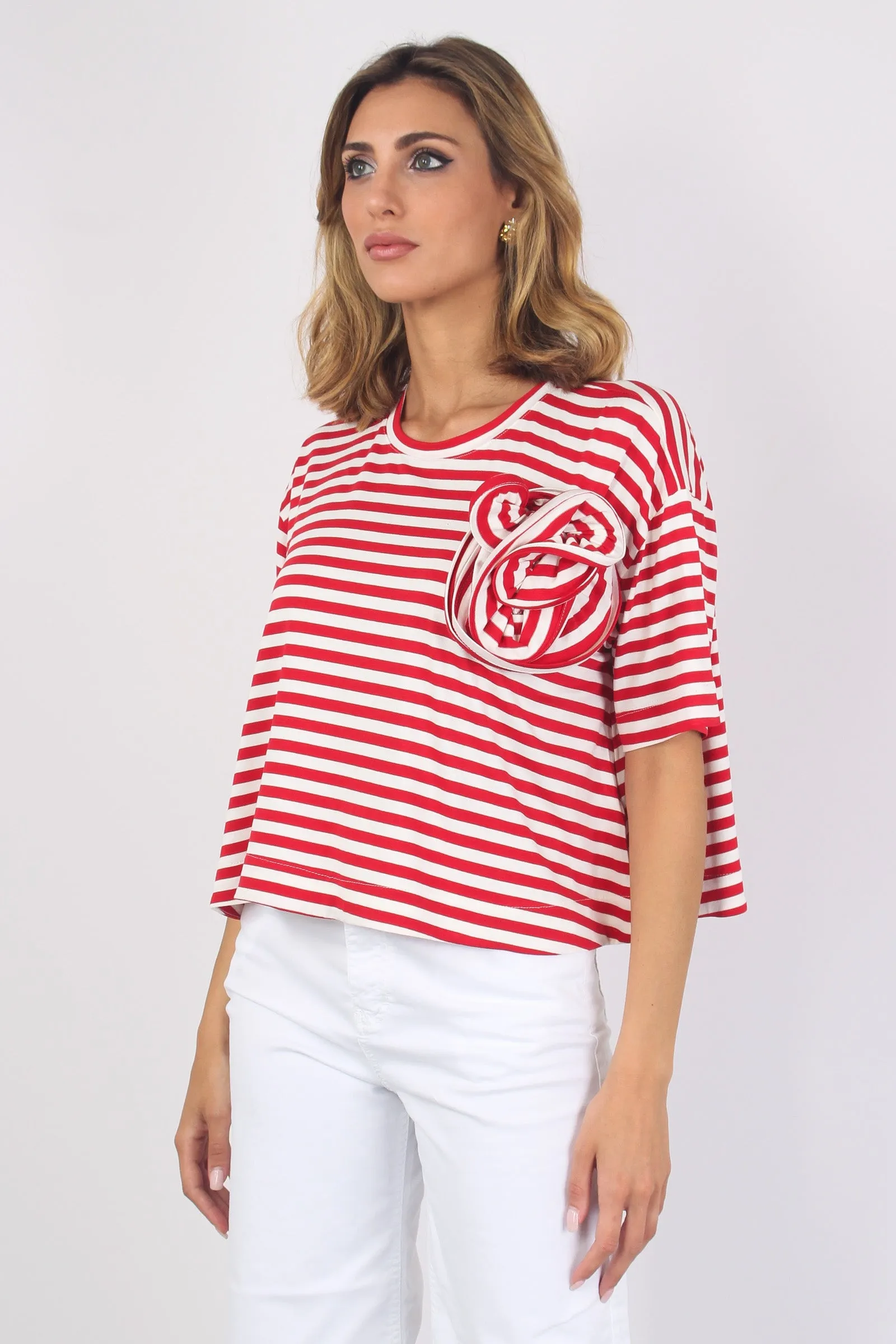 T-shirt Riga Fiore Bianco/rosso