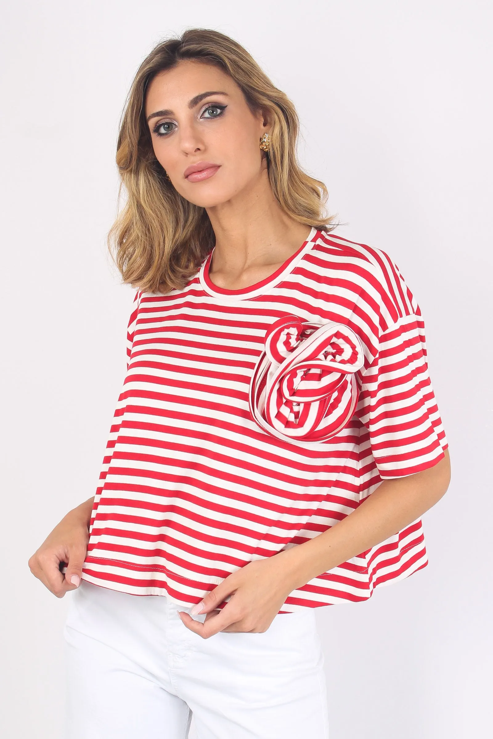 T-shirt Riga Fiore Bianco/rosso