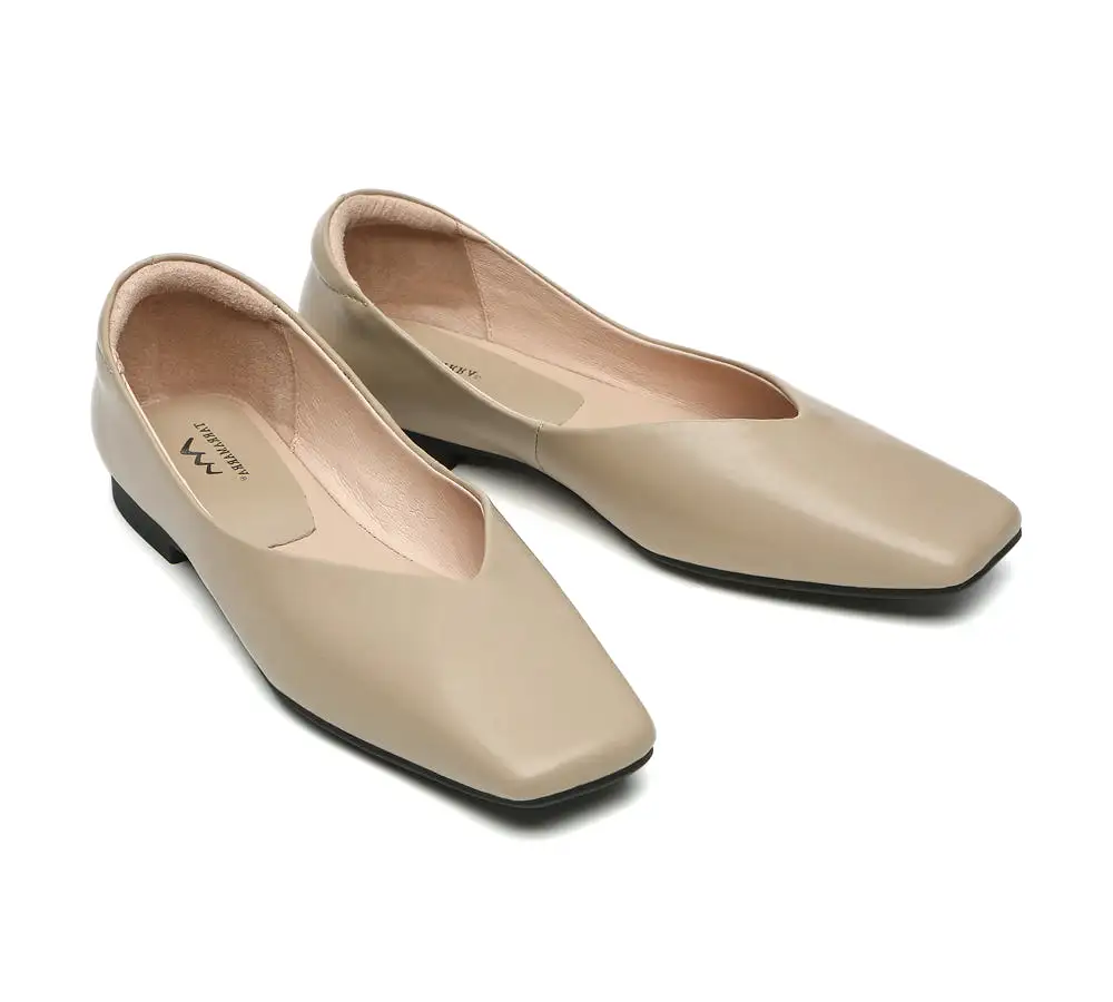 TARRAMARRA Square Toe Leather Ballet Flats Women Libera