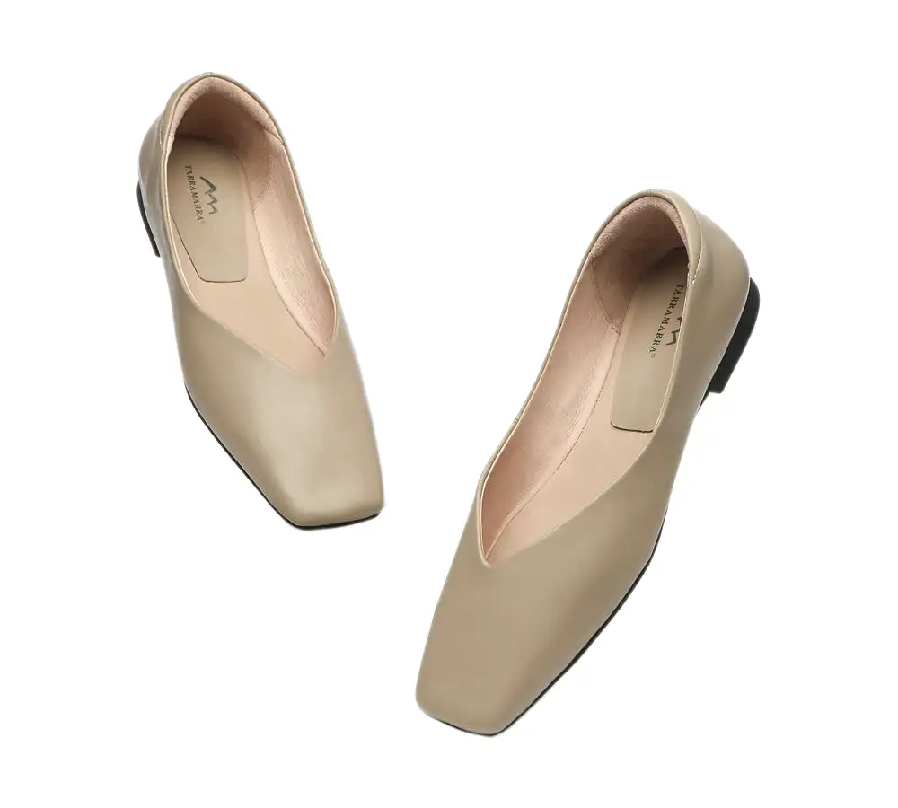 TARRAMARRA Square Toe Leather Ballet Flats Women Libera