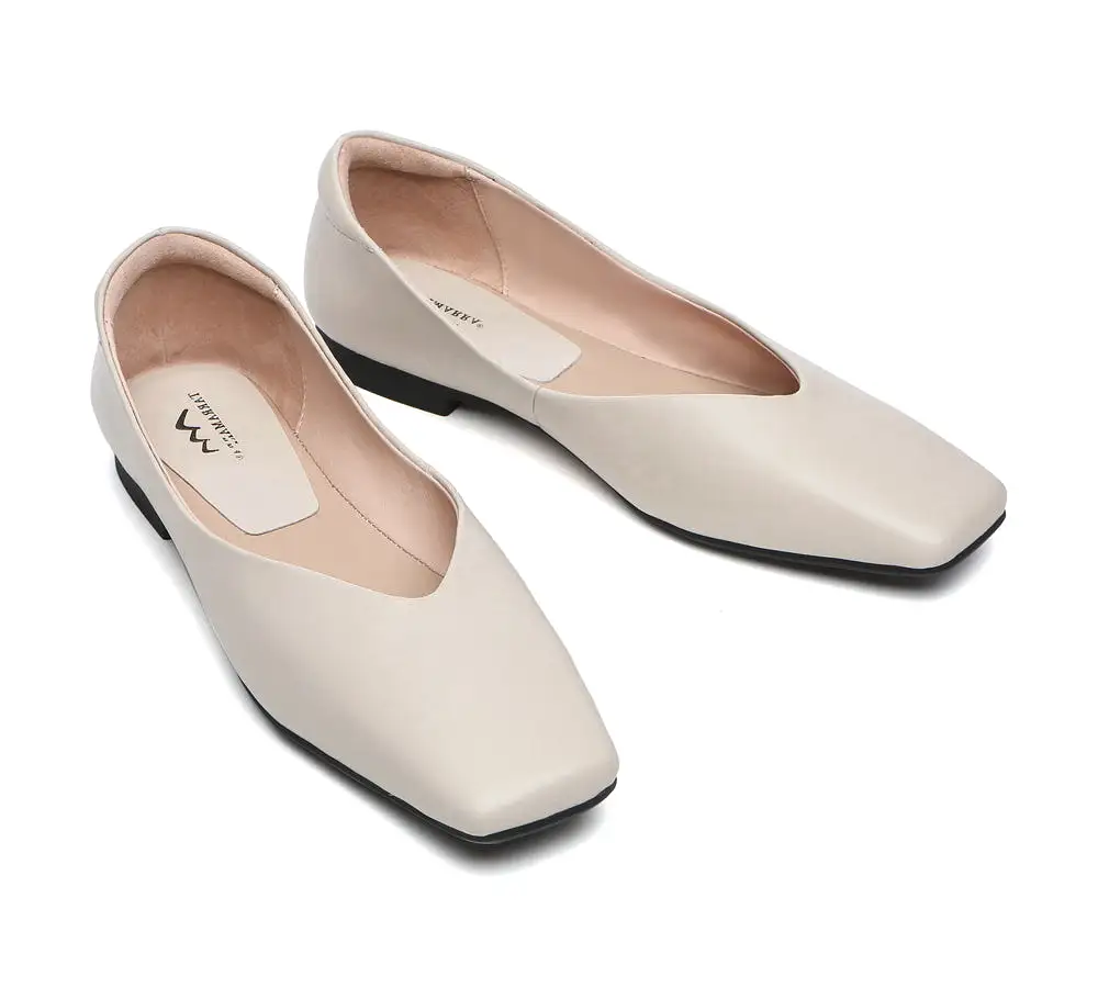 TARRAMARRA Square Toe Leather Ballet Flats Women Libera