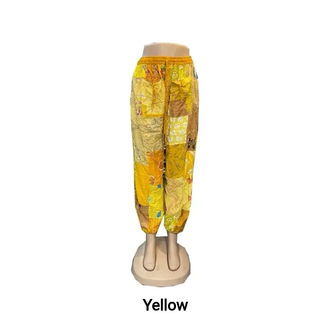 The Golden Enchanting Patchwork Harem Pants, Boho Gypsy Yoga Trousers For Her