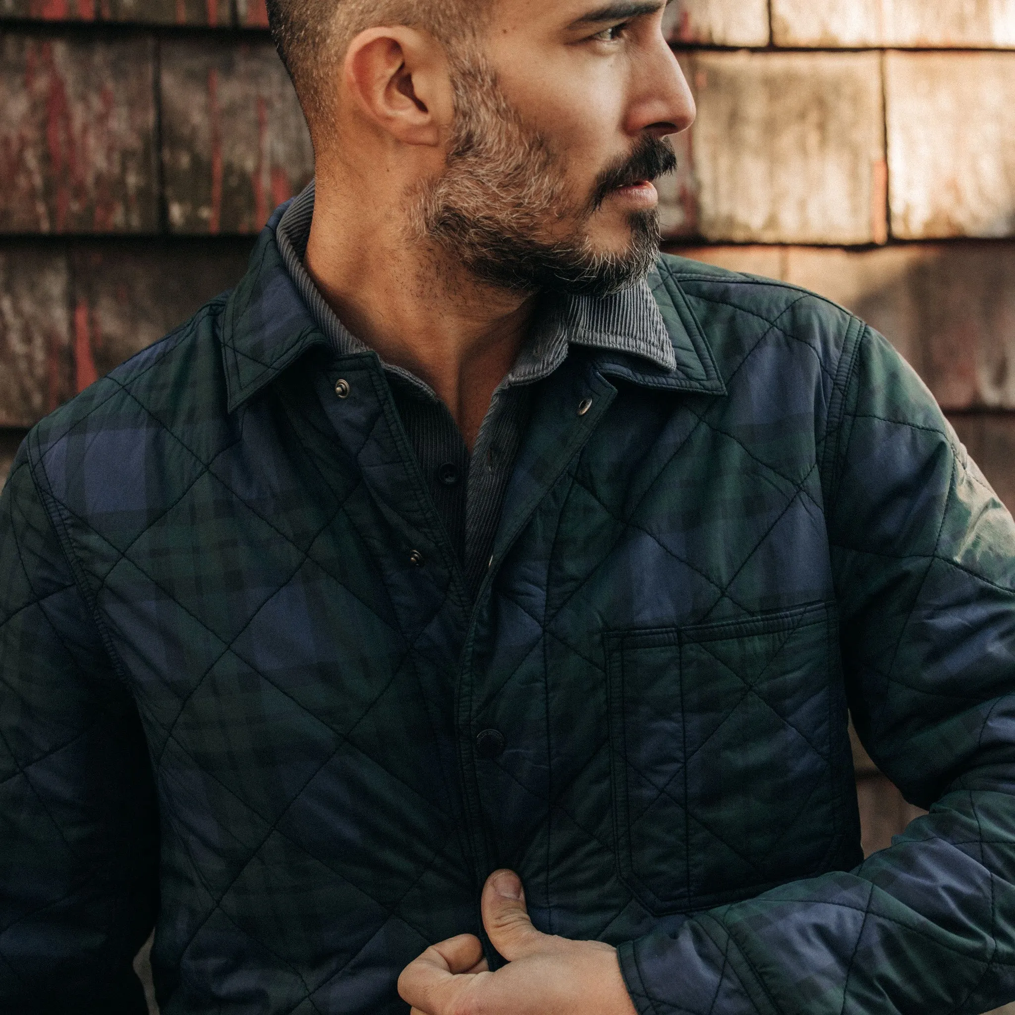 The Ojai Jacket in Blackwatch Plaid Diamond Quilt