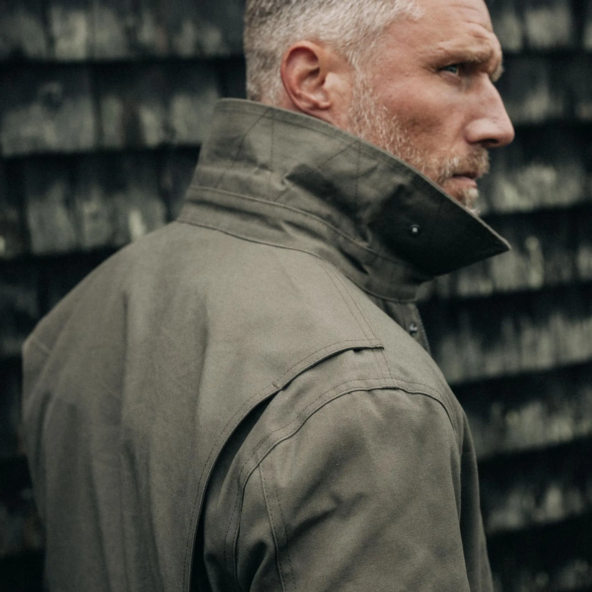 The Pathfinder Jacket in Fatigue Olive Dry Wax