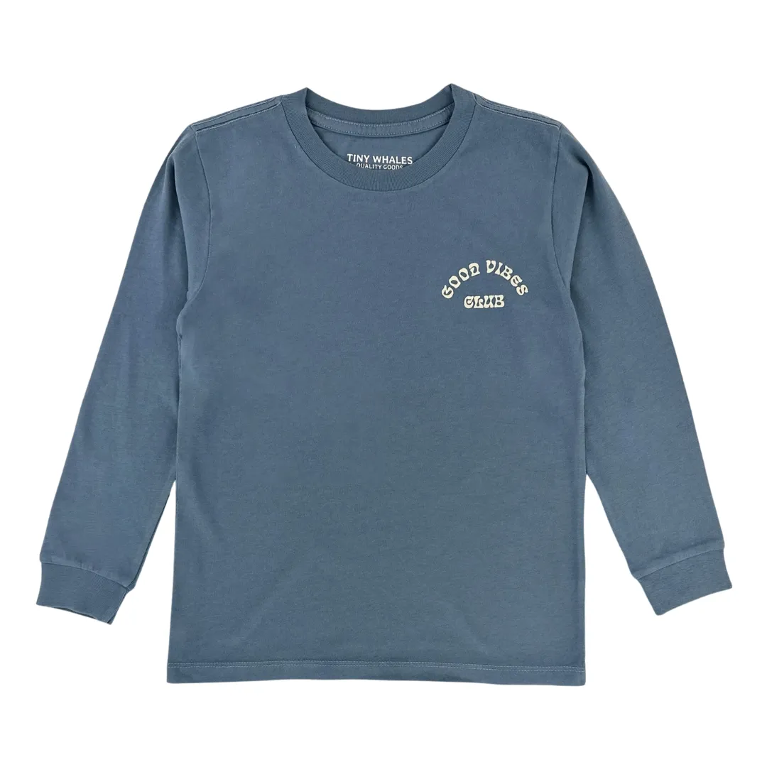 TINY WHALES GOOD VIBES CLUB LONG SLEEVE TEE | NAVY