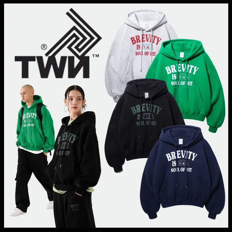 TWN  |Unisex Street Style Cotton Logo Hoodies