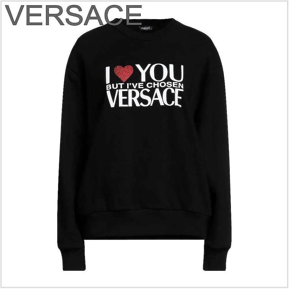 VERSACE  |Street Style Long Sleeves Cotton Hoodies & Sweatshirts