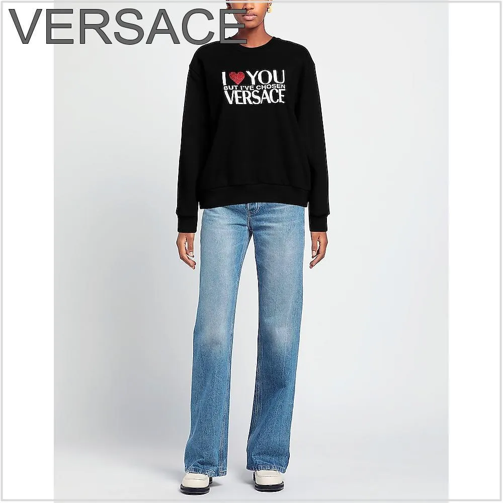 VERSACE  |Street Style Long Sleeves Cotton Hoodies & Sweatshirts