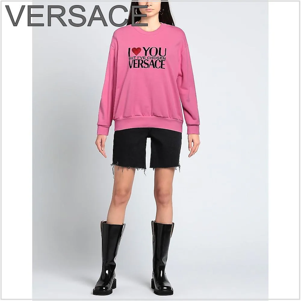 VERSACE  |Street Style Long Sleeves Cotton Hoodies & Sweatshirts