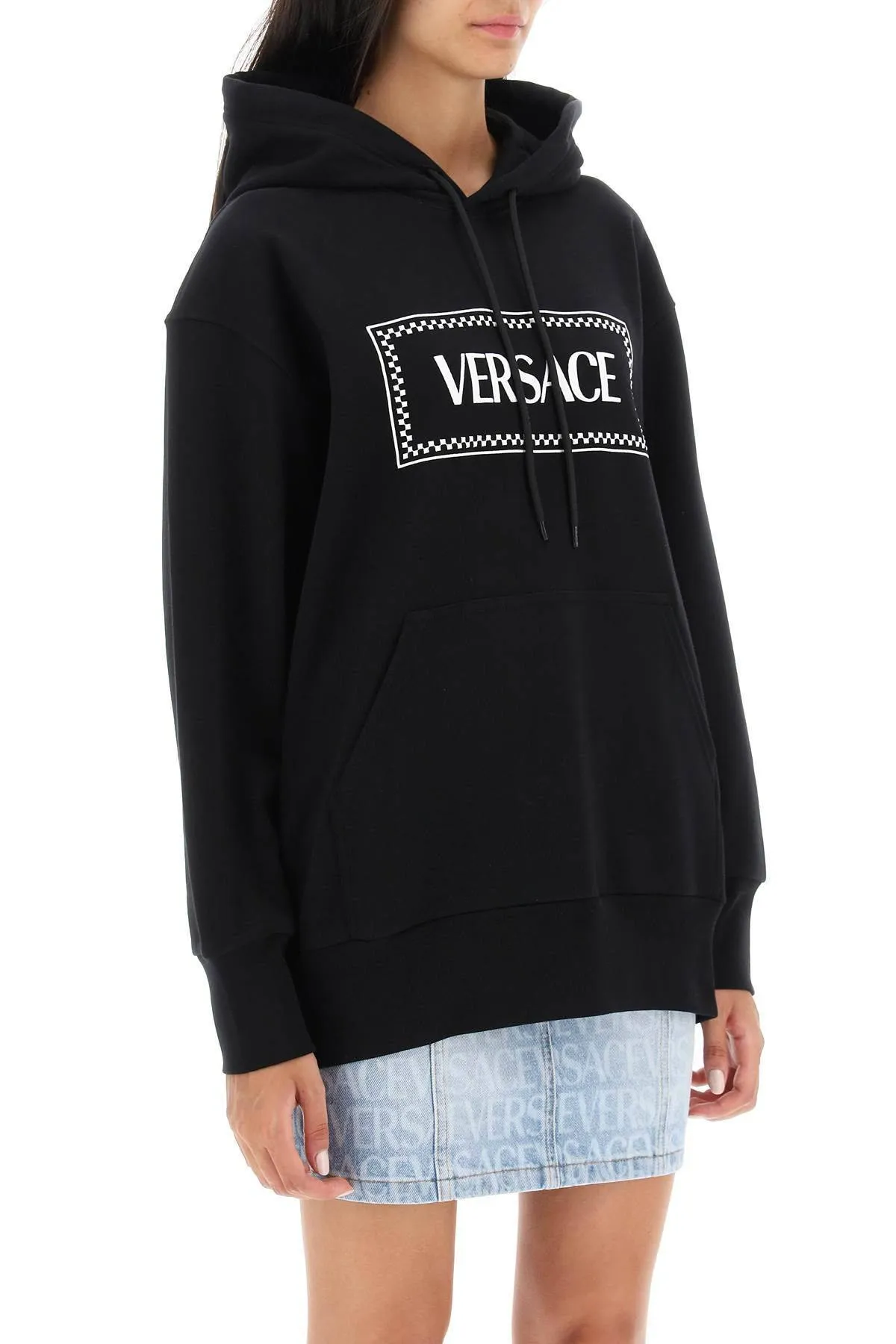 VERSACE  |Sweat Long Sleeves Plain Cotton Logo Hoodies & Sweatshirts