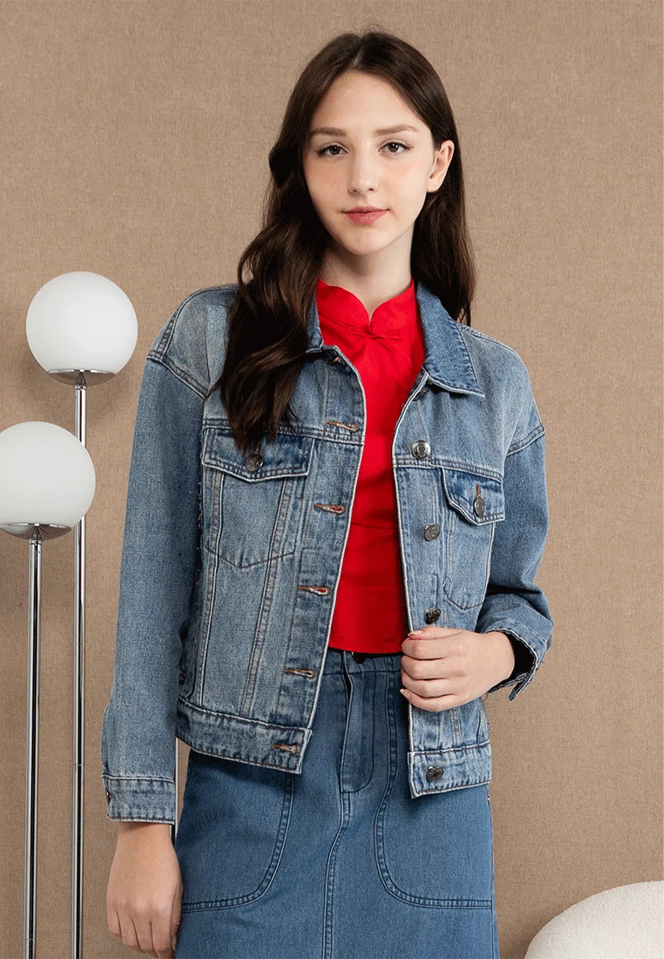 VOIR JEANS Classic Denim Double Flap Pockets Jacket