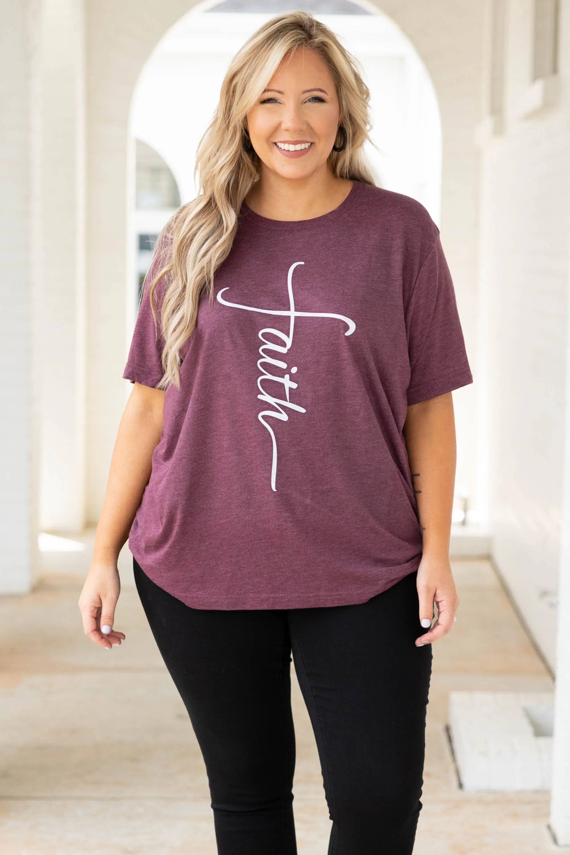 With Faith Tee, Maroon Triblend