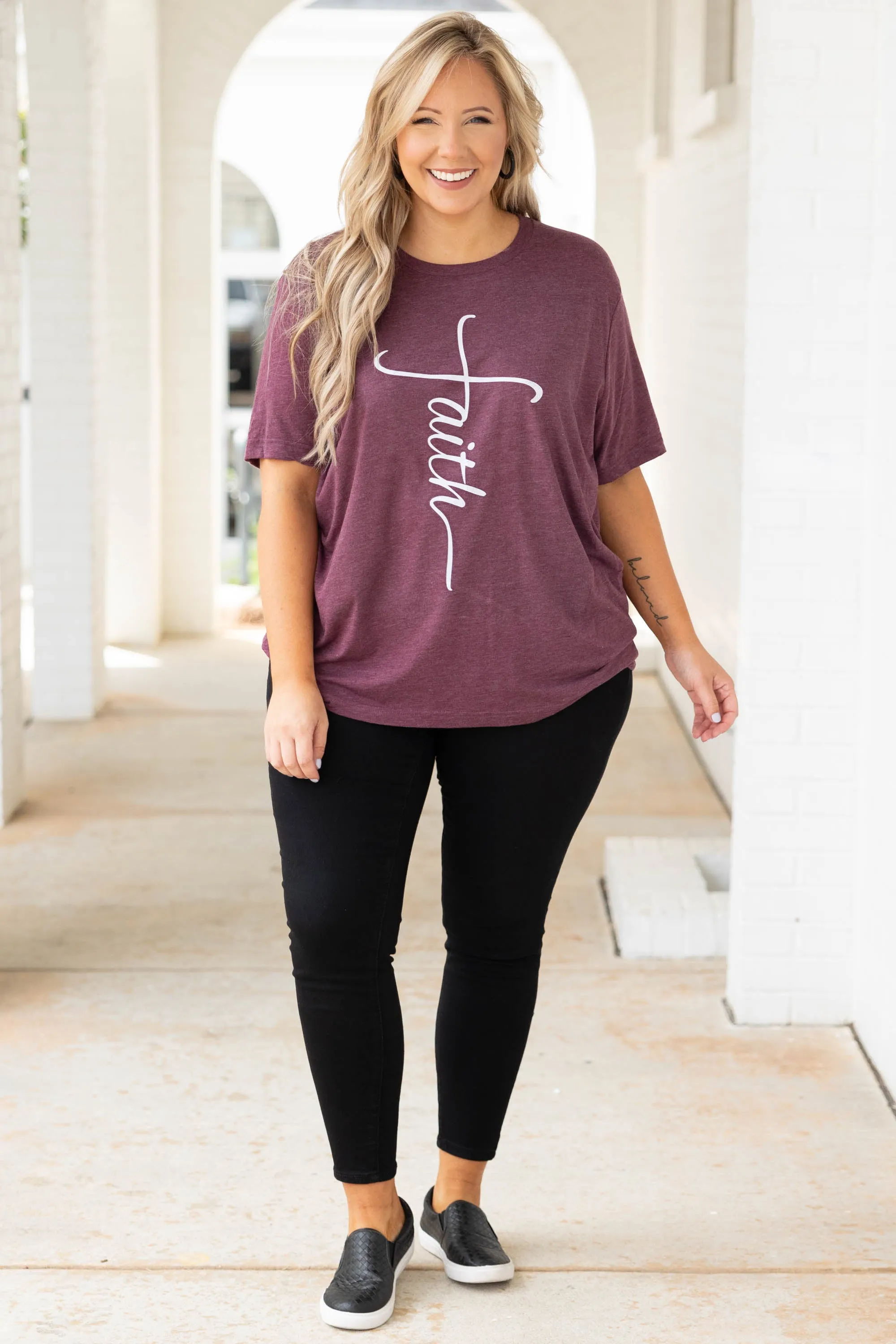 With Faith Tee, Maroon Triblend