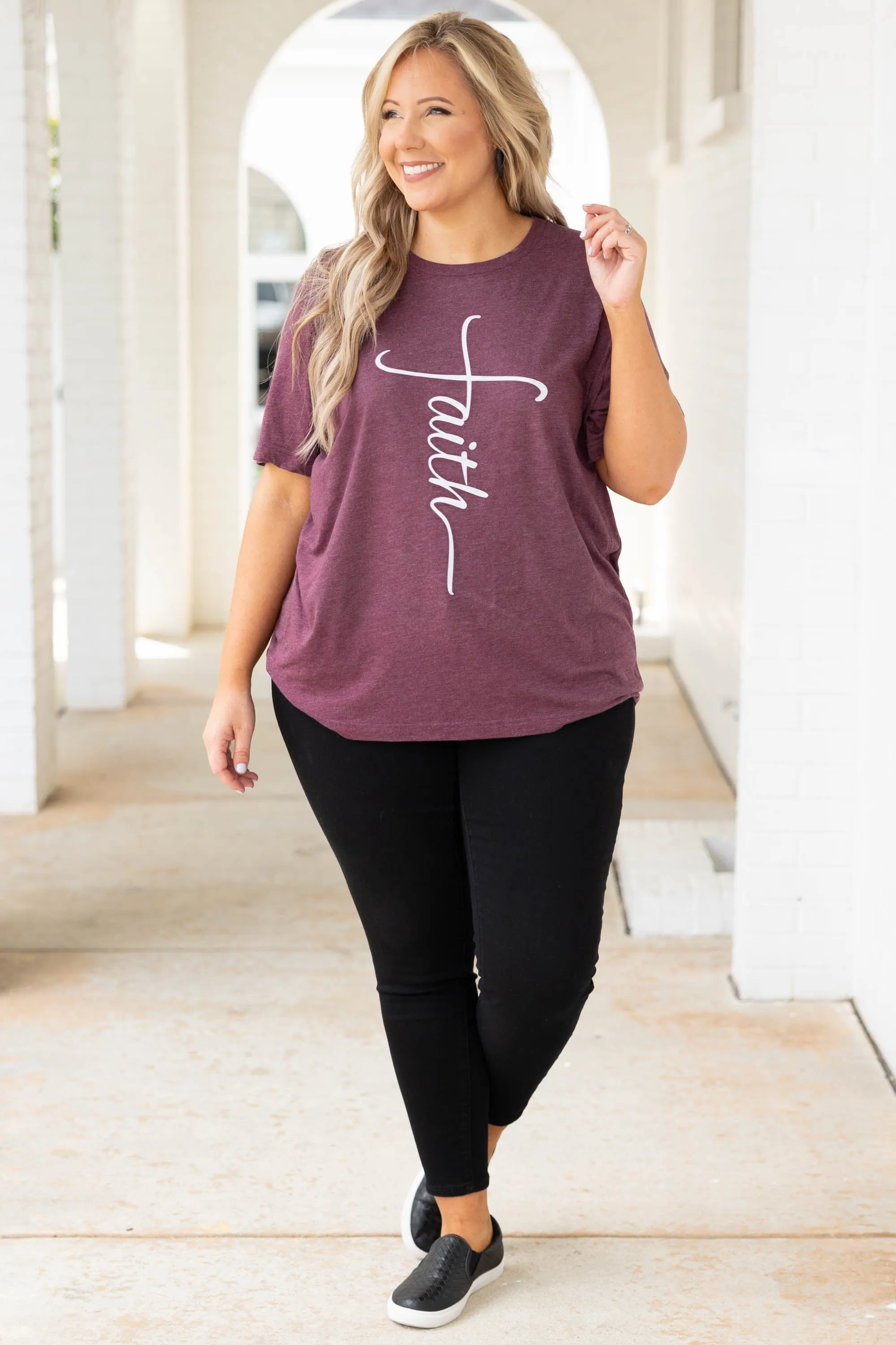 With Faith Tee, Maroon Triblend