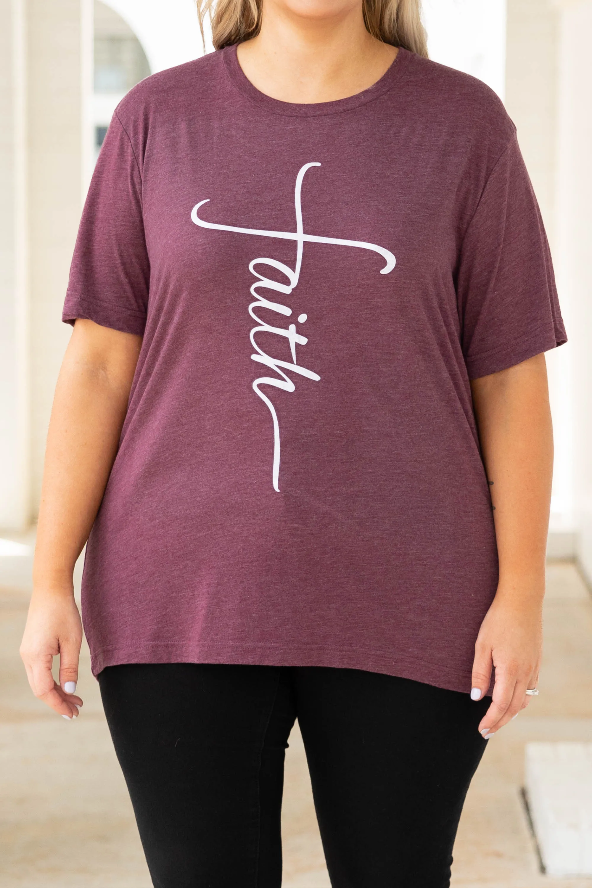 With Faith Tee, Maroon Triblend