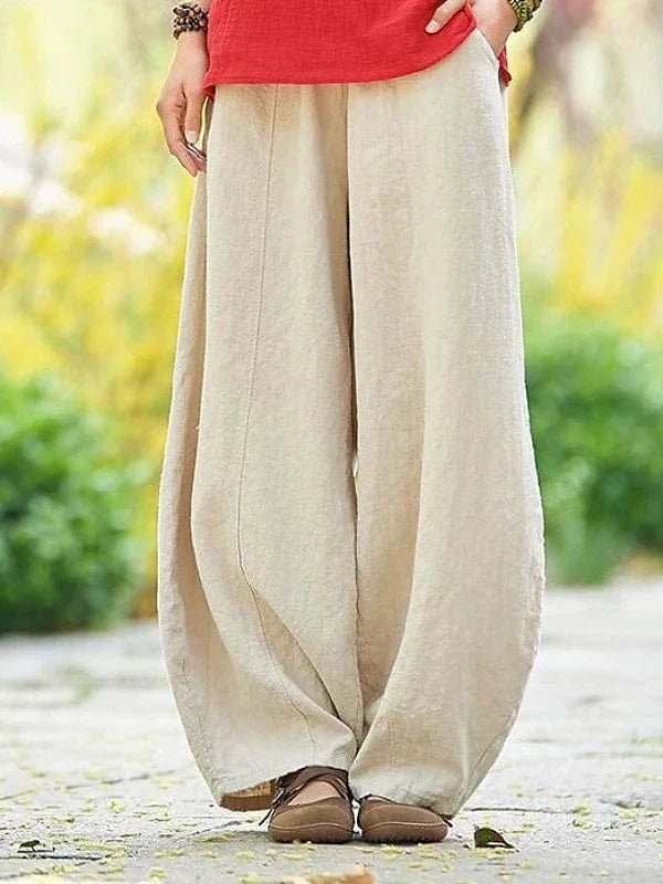 Women's Cotton Wide Leg Gauchos Pants with Pockets