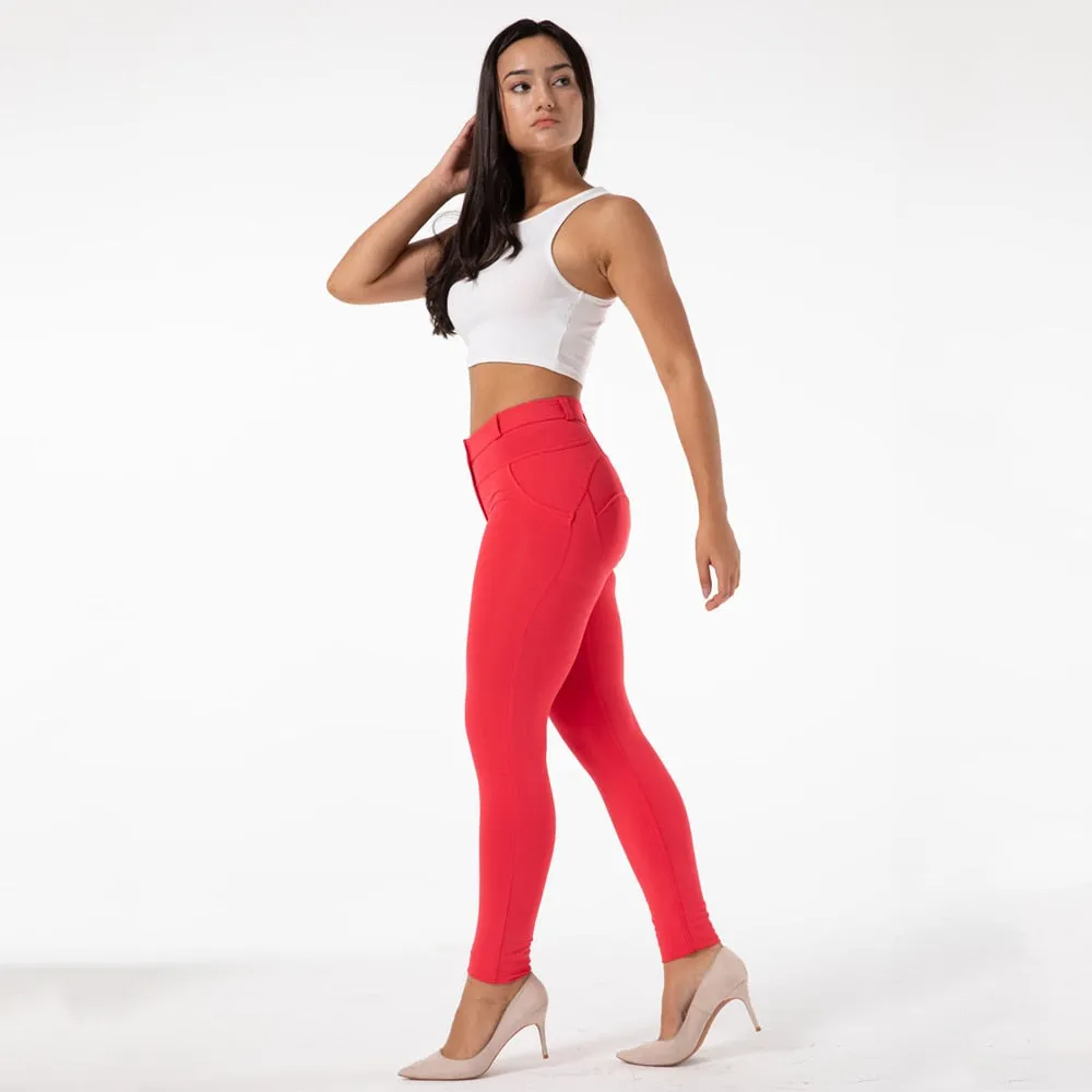 Women's Rose Red Scrunch Bum Booty Workout Yoga Sports Tight Leggings