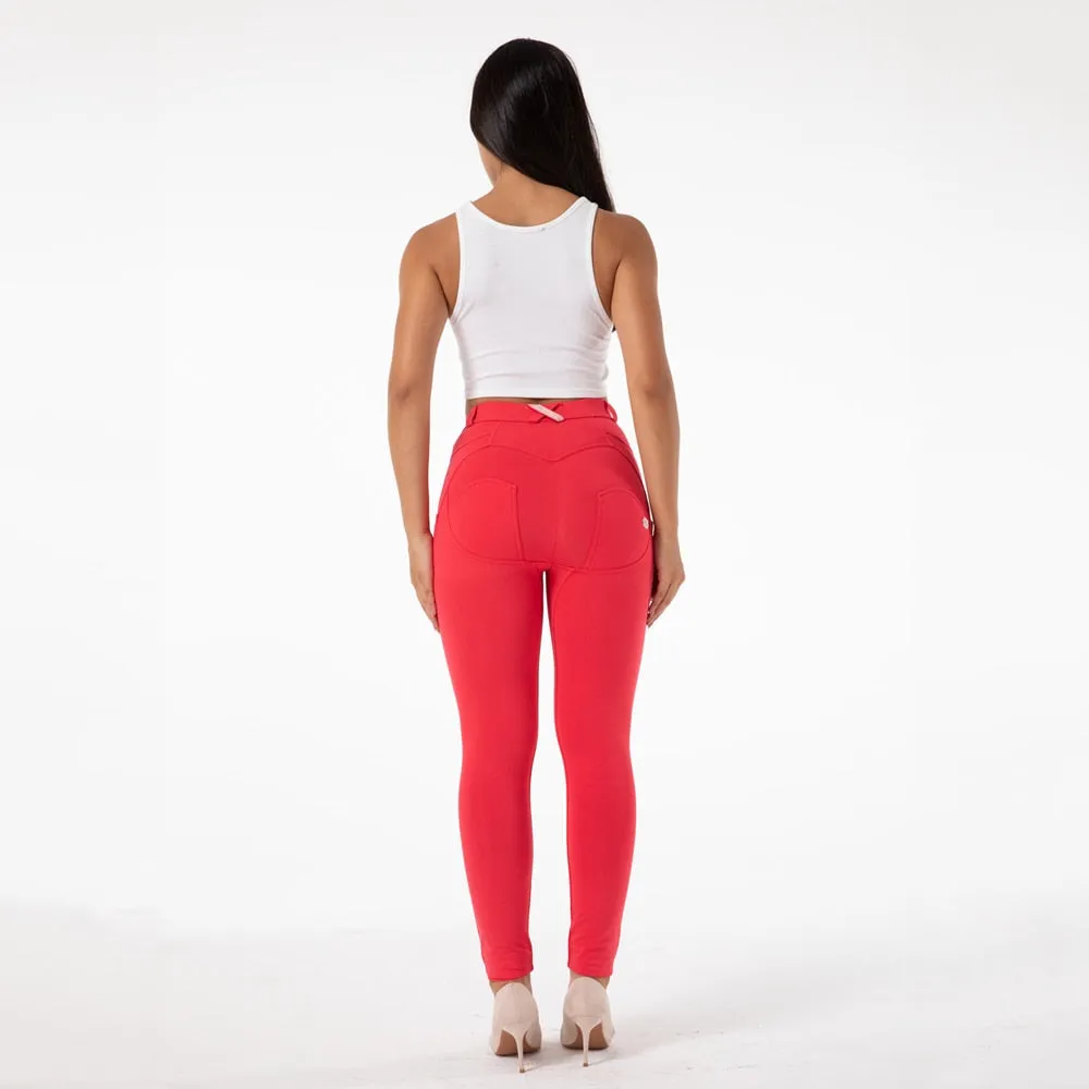 Women's Rose Red Scrunch Bum Booty Workout Yoga Sports Tight Leggings