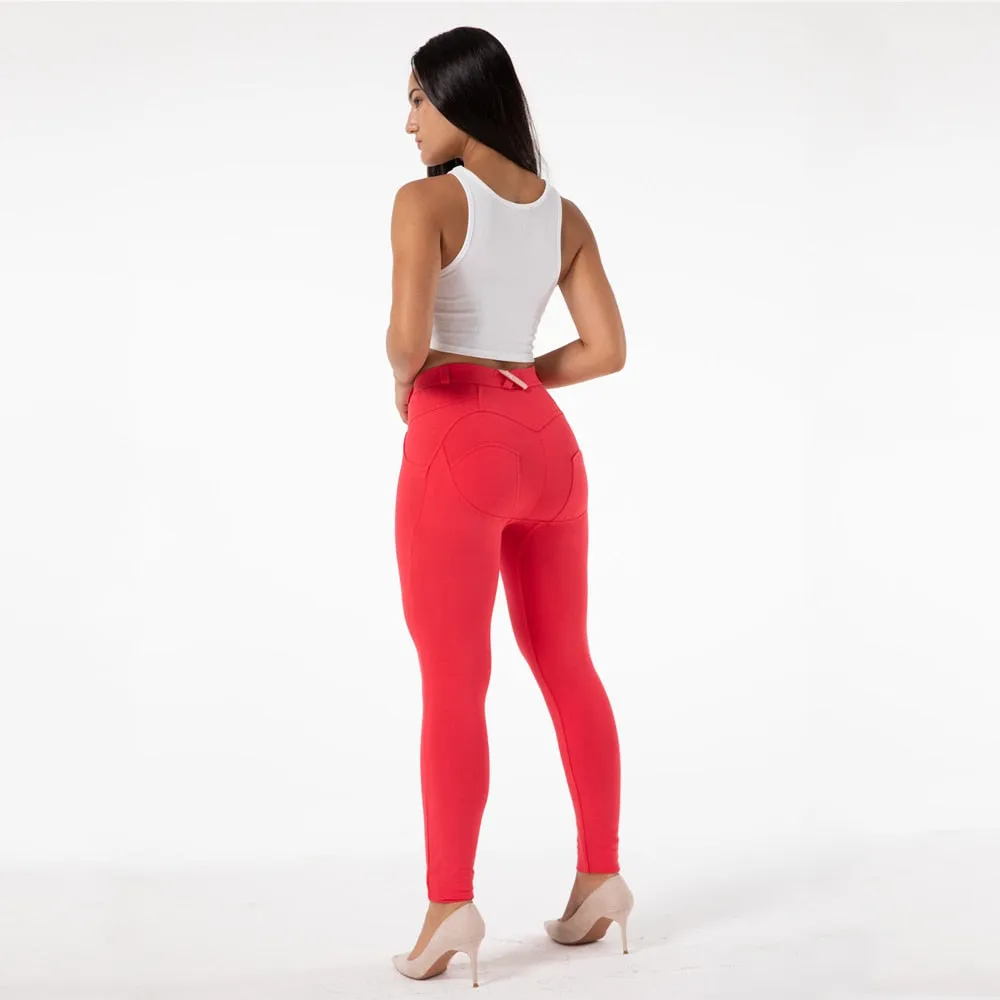 Women's Rose Red Scrunch Bum Booty Workout Yoga Sports Tight Leggings