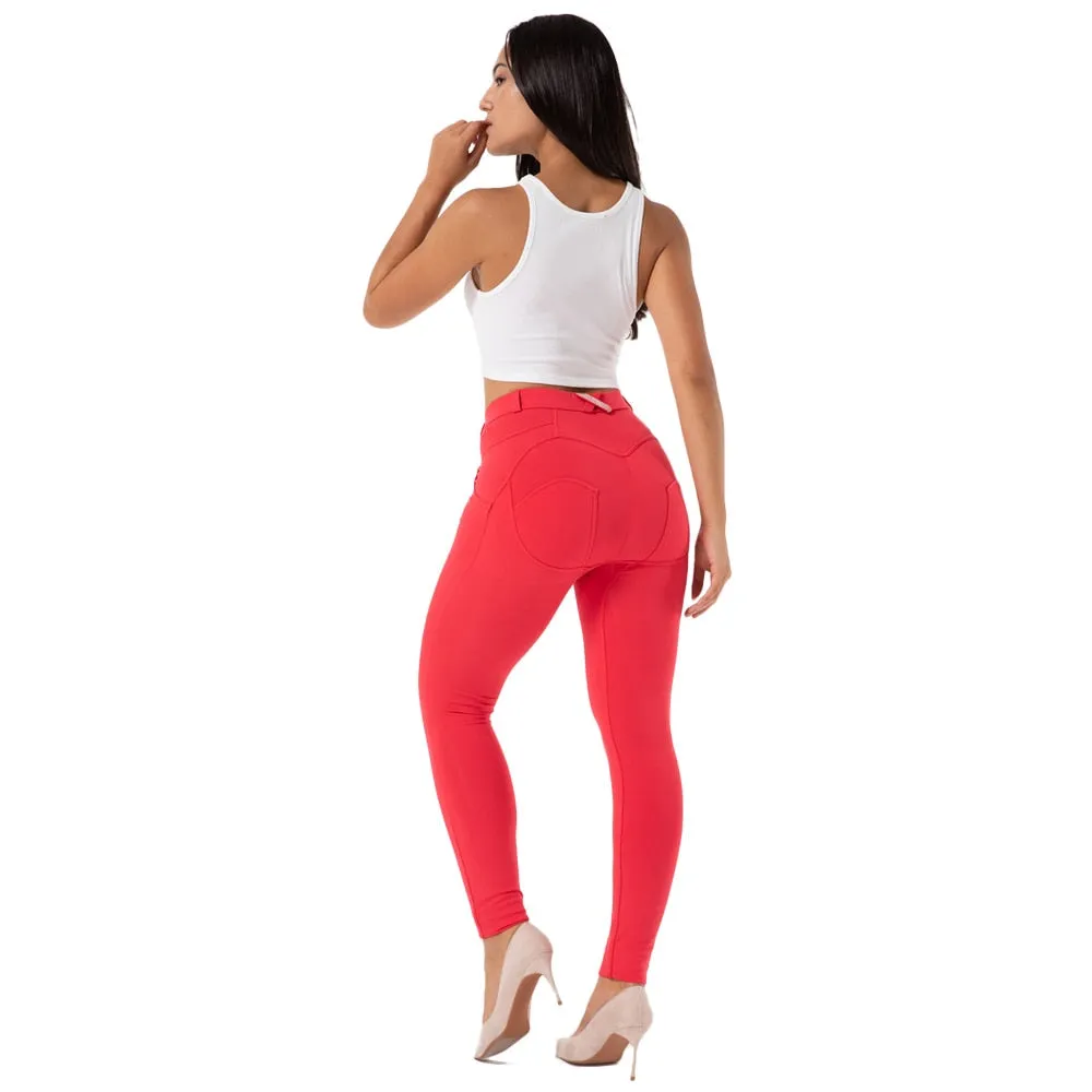 Women's Rose Red Scrunch Bum Booty Workout Yoga Sports Tight Leggings