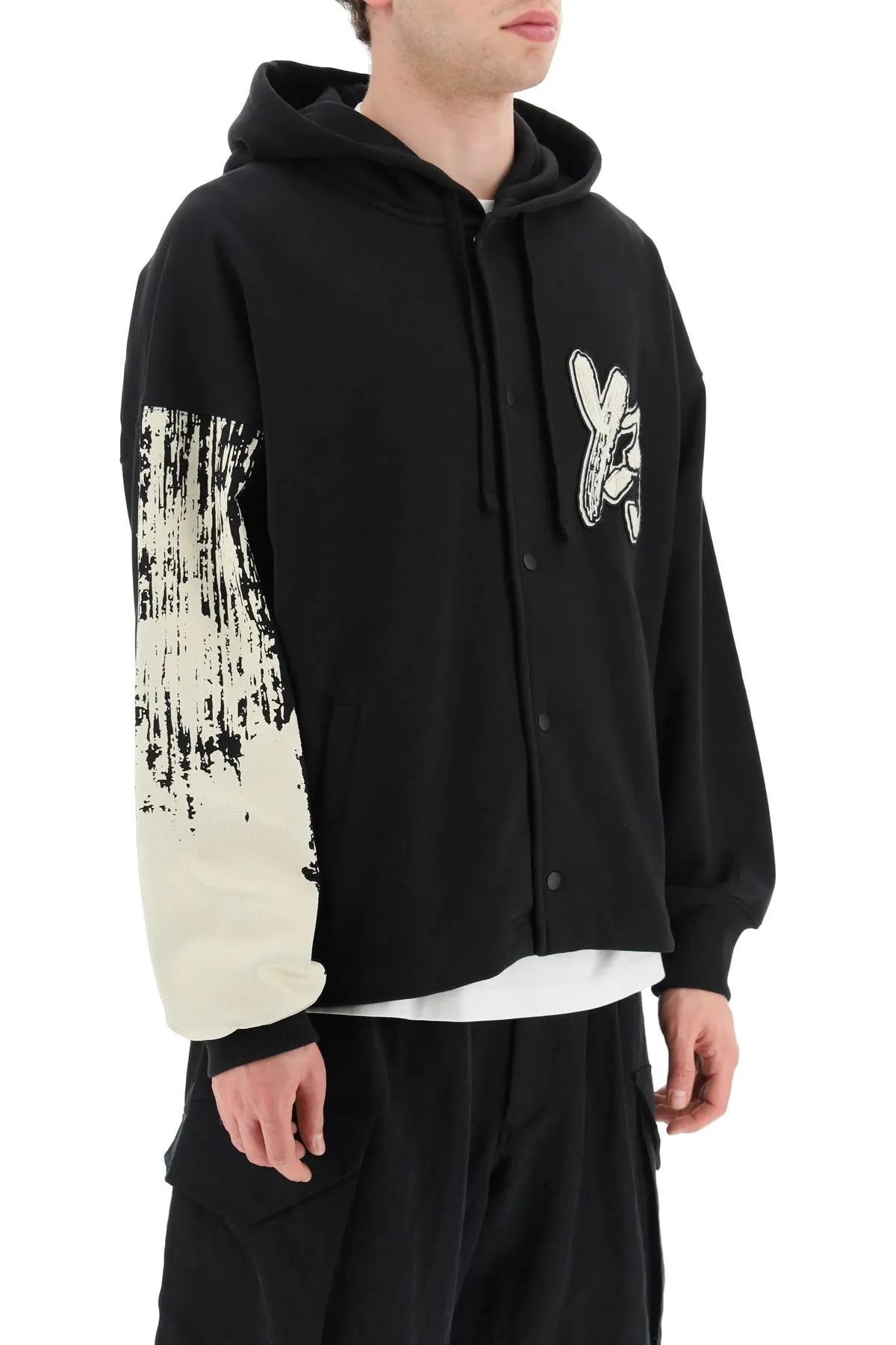 Y 3 Hoodie With Logo Patch   Black