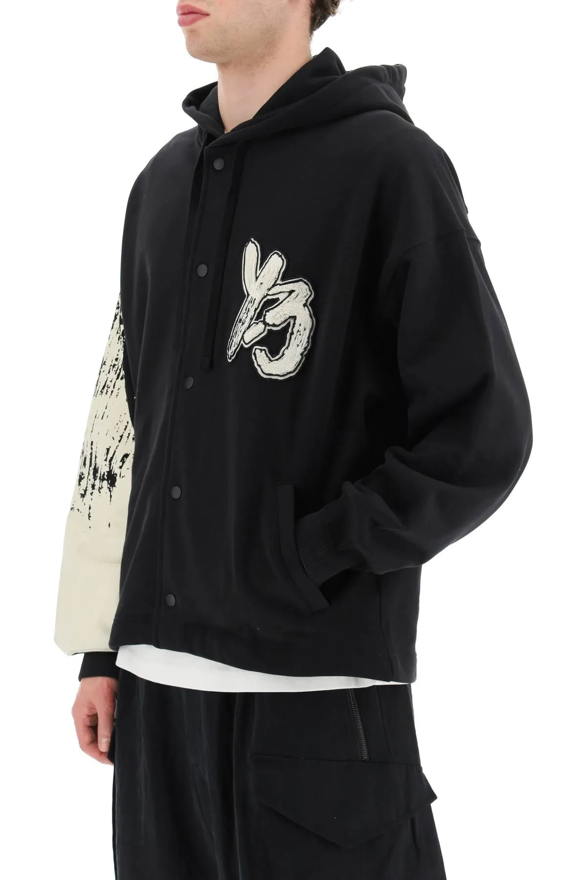 Y 3 Hoodie With Logo Patch   Black